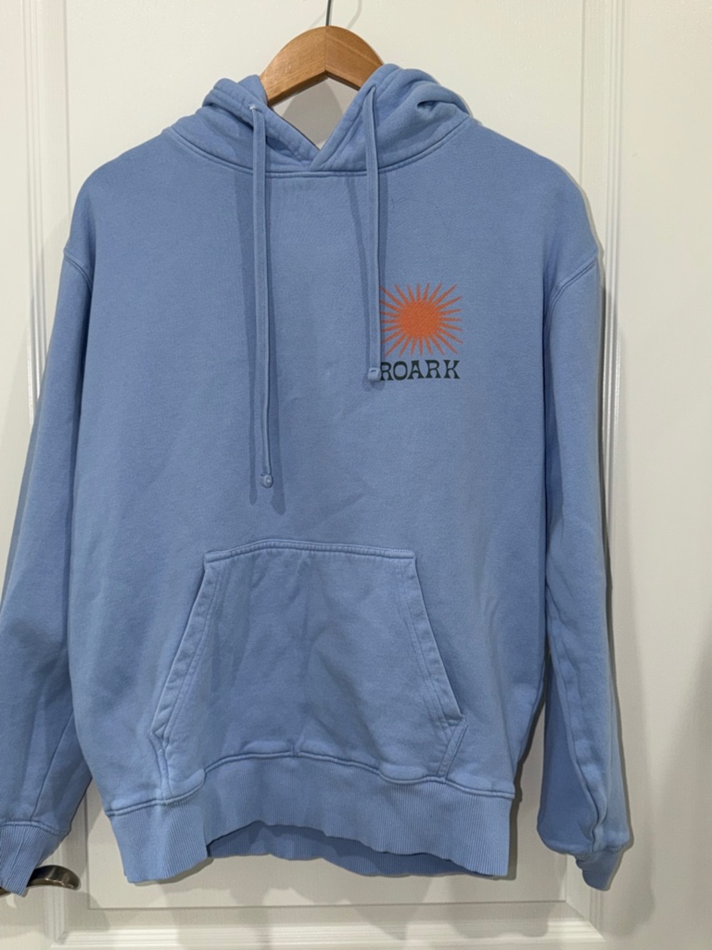 Roark Roamers Graphic Print Hoodie Sky Blue Hoodie with Orange Sun Logo small